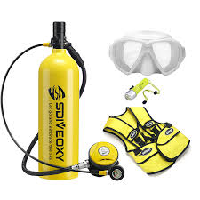 GOYOJO Kit de Buceo Portátil: Mini Tanque 2L con Máscara y Funda de Aluminio