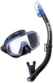 Set de Snorkel Tusa Visio con Gafas y Tubo Seco - Negro/Azul Metalizado