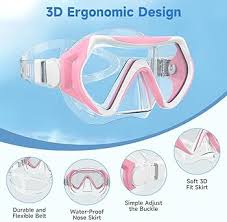 Gafas de Buceo Unisex Findway: Visión Panorámica Rosa y Blanca
