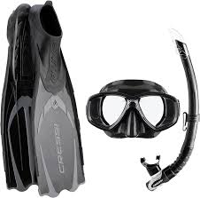 Paquete de Snorkel Cressi Pluma Unisex Negro/Gris 41/42