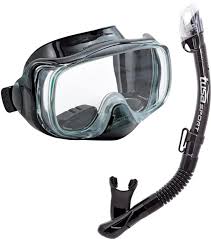 Set de Snorkel TUSA Imprex 3-D - Máscara y Tubo Seco de Silicona (Negro)