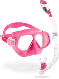 Kit de Máscara y Snorkel Cressi Rombo Mini Dry - Rosa/Claro