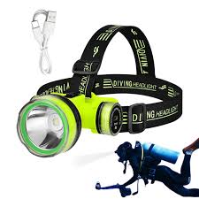Linterna Frontal AALLYN: LED Recargable y Resistente al Agua para Buceo