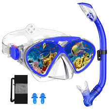 Kit de Snorkel Infantil JEMULICE: Máscara 180° y Tubo Dry Top
