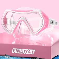 Máscara de Buceo Unisex con Visión Panorámica - Blanco Rosa
