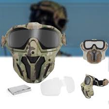 Máscara Militar de Airsoft con Gafas Desmontables y Ventilador