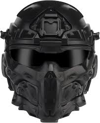 Casco Táctico de Cara Completa con Auriculares para Airsoft