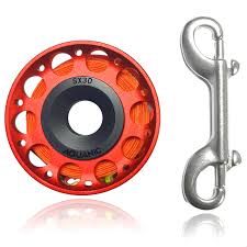 Carrete de Buceo de 101 Pies - Aluminio Rojo con Doble Perno