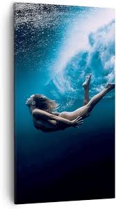 Cuadro Decorativo Buceo Mujer en Olas