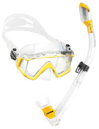 Máscara Panorámica Cressi con Snorkel Seco - Amarillo Claro